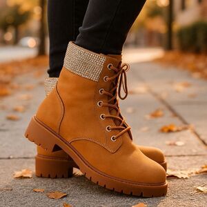 Michael Kors Alistair Bootie – Tan MK Logo, Women’s 7 M